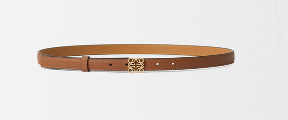 Loewe Accessories - Loewe Anagram Pebble Belt Brown Leather Gold Tone Size 95 New in Box 2cm